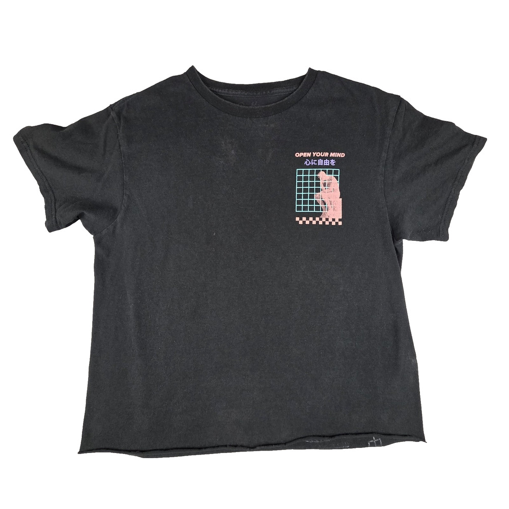 Brooklyn Cloth Open Your Mind T-Shirt Black Graphic Vaporwave Aesthetic Medium